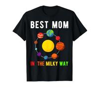Best Mom in The Lacky Way Galaxie Science de l'espace Mère Ever T-Shirt Graphique avec Valeur, Homme, Noir, M
