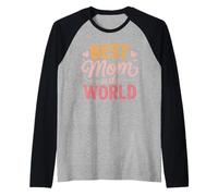 Best Mom in The World Typographie Rétro Coeurs Maman Manche Raglan