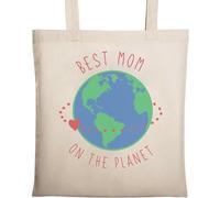 Best Mom On The Planet Earth Sketch Sac fourre-tout en coton écologique naturel Beige