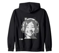 Best Music Collection Jeune femme asiatique avec casque sombre Sweat à Capuche