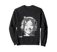 Best Music Collection Jeune femme asiatique avec casque sombre Sweatshirt