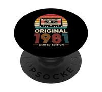 Best of 1981 Cassette Vintage Anniversaire Rétro Musique PopSockets PopGrip Adhésif
