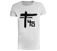 Best of Indochine Band Logo1 Exselna Genres Rock T-Shirt Gris À Manches Courtes T-Shirt Femme