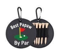 Best Papaw by Par Porte-tees de golf en cuir avec étiquette amusante pour papa grand-père (Best Papaw)