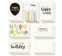 Best Paper Greetings Lot de 48 cartes de vœux « Happy Birthday » - 6 manuscrites modernes, motifs colorés - vierges à l'intérieur, enveloppes incluses - 10 x 15 cm