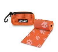 Best Pet Supplies DS01-ORW Lot de 15 sacs à déjections canines en maille réutilisable pour voyage, marche, parc et utilisation en extérieur, doux et durable avec clip - Orange