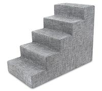 Best Pet Supplies Escalier en mousse pour chiens et chats de petite taille - Rampe portable pour canapé et lit haut - Support antidérapant équilibré pour intérieur - Sans assemblage - Lin gris cendré,