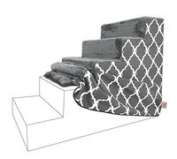 Best Pet Supplies Housse de marches en Mousse pour Petits Chiens et Chats, Rampe d'escalier Portable pour canapé, canapé et lit Haut (Housse Uniquement) - Treillis Gris, 5 marches (Housse Uniquement)