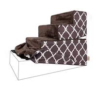 Best Pet Supplies Housse d'escalier Pliable pour Rampe en Mousse pour Chien, Tapis de Rechange avec Surface antidérapante, Tissu Pelucheux et Doux, Offre Traction et stabilité des Pattes - Treillis
