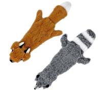 Best Pet Supplies Jouets couineurs 2 en 1, tissu doux et durable pour chien petit, moyen et grand, sans rembourrage, pour l'intérieur, pour morsures actives et jeu, renard, raton laveur, taille S