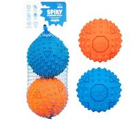 Best Pet Supplies Lot de 2 balles couinantes en Caoutchouc pour Chien, idéales pour Les mâcheurs, Les Chiens de Petite, Moyenne et Grande Taille, et Les Amateurs de rapporter (Bleu, Orange), Taille L