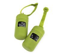 Best Pet Supplies Lot de 2 porte-sacs à déjections canines réutilisables pour voyage, marche, parc et utilisation en extérieur, durable avec clip - Vert citron