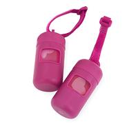 Best Pet Supplies Lot de 2 supports de sac à déjections canines pour laisse avec 30 sacs, distributeur réutilisable pour voyage, marche, parc, extérieur, durable avec clip - Fuchsia
