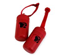 Best Pet Supplies Lot de 2 supports de sac à déjections canines réutilisables pour voyage, marche, parc et utilisation en extérieur, durables avec clip - Rouge