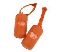 Best Pet Supplies Lot de 2 supports de sac à déjections canines réutilisables pour voyage, marche, parc et utilisation en extérieur, durables avec clip - Orange