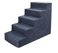 Best Pet Supplies Marches et escaliers pour Animaux de Compagnie fabriqués aux États-Unis avec Mousse certifiée CertiPUR-US pour Chiens et Chats, Lin Gris foncé, 5 marches (H : 57,1 cm), ST236D-L