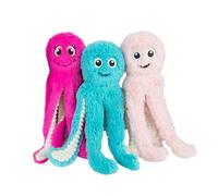 Best Pet Supplies OctoMutant - Jouets en Peluche froissée pour Chien pour Jeu interactif, Chiot et Jeu d'intérieur Senior, Rembourrage Doux, Mignons et douillets - Bundle (Fuchsia, Violet, Turquoise)