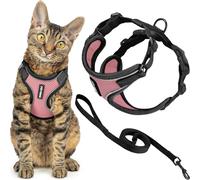 Best Pet Supplies Voyager Ensemble harnais et laisse anti-fugue avec coutures réfléchissantes, poignée néoprène, 1,5 m, pour chats de petite, moyenne et grande taille, rose/bordure noir, taille S
