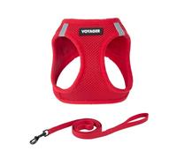 Best Pet Supplies Voyager Step-in Air Ensemble Harnais en Maille résistante aux intempéries pour Chats de Petite et Grande Taille, Rouge, Taille M (Tour de Poitrine 38,1 à 43,2 cm)
