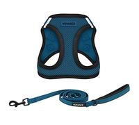Best Pet Supplies Voyager Step-in Air - Harnais en Maille Toutes Saisons et Laisse réfléchissante de 1,5 m avec poignée en néoprène pour Chiots de Petite, Moyenne et Grande Taille - Bordure Bleu/Noir