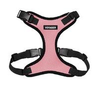 Best Pet Supplies Voyager Step-in Lock Harnais en Maille résistante aux intempéries pour Animaux de Compagnie, Harnais réglable pour Chats et Chiens, Bordure Rose/Noire, Taille S