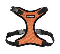 Best Pet Supplies Voyager Step-in Lock Harnais en Maille résistante aux intempéries pour Animaux de Compagnie, Harnais réglable pour Chats et Chiens, Bordure Orange/Noire, Taille M