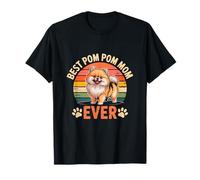 Best Pomeranian Mom Ever Retro Sunset Dog Mama Cute Pom T-Shirt