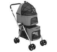""BEST""Poussette pour chien pliante à 2 niveaux Gris 83x48x97cm FR40533