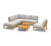 Best Salon de jardin bas bois : canapé d'angle + fauteuil + table - Matera - 586438