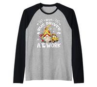 Best School Bus Driver Graphic with Funny Teacher GNOME Manche Raglan