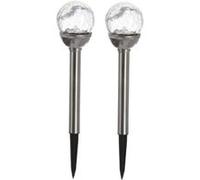 Best season 477-37 lampe de jardin led à énergie solaire argent 39 x 8 cm lot de 2 Incolore G