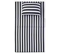 Best Season Parure de lit 3 pièces à Rayures en Microfibre Super Douce, Poche Profonde, résistante aux Taches, à la décoloration et aux Plis (Taille Double, Noir et Blanc)