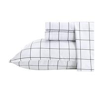 Best Season Parure de lit 3 pièces en Microfibre brossée Double, Super Douce et Respirante, lit Simple, Grille Noire