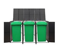 BEST SELLER Abri pour poubelle triple Noir 207x80x117 cm Résine tressée - Cache-conteneurs à déchets - 7162979