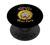 Best Shih Tzu Dog Mom Ever Sunflower Funny Paw Lover PopSockets PopGrip Adhésif