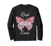 Best Sister Ever Butterfly Design Cute Colorful Family Love Manche Longue