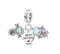 Best Sisters - Ensemble de trois pièces pendentif breloque, breloque pour bracelet, compatible avec le collier bracelet pandora