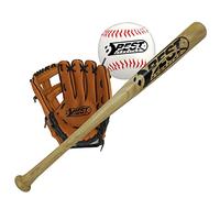 Best Sporting Kit de Baseball I Kit de Baseball pour Enfants et Adolescents I Batte de Baseball en Bois avec Gant de Baseball et Gant de Baseball I Ensemble de Baseball I Batte de Baseball Petite I