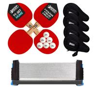 Best Sporting Tennis de Table Set Accueil I 4 Raquette, 4 Sacs, Flexi Réseau + 6