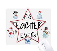 Best Teacher Ever Words Quotes Christmas Snowman Family Star Mouse Pad