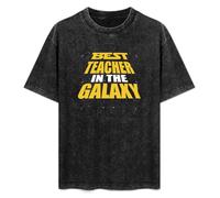 Best Teacher in The Galaxy T-Shirt Printed Tee Graphic Top for Men Black Shirt S