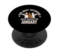 Best Veterans are Born in January Cadeau d'anniversaire pour la journée des Anciens Combattants PopSockets PopGrip Adhésif