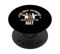 Best Veterans are Born in May Cadeau d'anniversaire pour la fête des Anciens Combattants PopSockets PopGrip Adhésif
