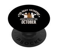 Best Veterans are Born in October Cadeau d'anniversaire pour la Journée des Anciens Combattants PopSockets PopGrip Adhésif