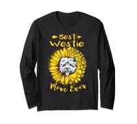 Best Westie Dog Mom Ever Sunflower Funny Paw Dogs Lovers Manche Longue