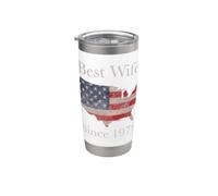 Best Wife Drapeau américain vieilli 1979 Gobelet isotherme en acier inoxydable double paroi
