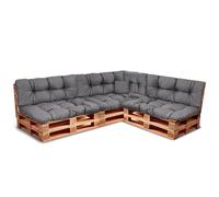Best Wool Ensemble de Coussin Palette - Assises pour Palettes Europe Rembourrées avec Mousse Granulaire Poulirette - Inclut 3X Assises 120x80 cm + Dossier 120x40 cm Ainsi Que 60x40 cm et 40x40 cm