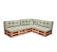 Best Wool Ensemble de Coussin Palette - Assises pour Palettes Europe Rembourrées avec Mousse Granulaire Poulirette - Inclut 3X Assises 120x80 cm + Dossier 120x40 cm Ainsi Que 60x40 cm et 40x40 cm