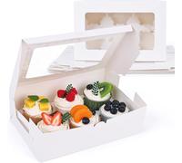 Best ZOIKOM 10 Boite Cupcakes 6 Trous, Muffins, gateau,boite patisserie carton pour pâtisseries,Biscuits,Petits gâteaux,Tarte,Cupcakes,Blanc