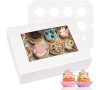 Best ZOIKOM 6 Boite Cupcakes 12 Trous, Muffins, gateau,boite patisserie carton pour pâtisseries,Biscuits,Petits gâteaux,Tarte,Cupcakes,Blanc (6)